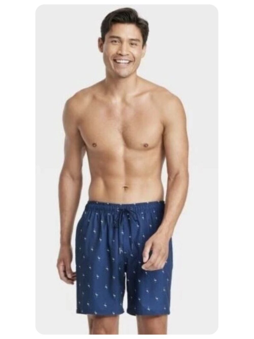 NWT Goodfellow & Co Navy Blue Mini Flamingo Swim Trunks Shorts sz L